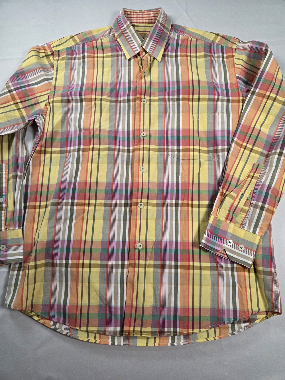 Alan Flusser Yellow Multi-Color Plaid Button-Down Shirt